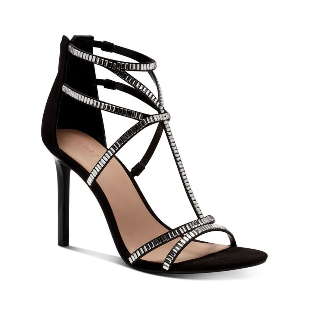INC Womens Black Arch Support Natissha Round Toe Stiletto Heeled Sandal 10 M